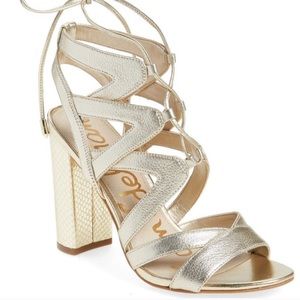 Sam Edelman Gold Lace Up Sandals NIB